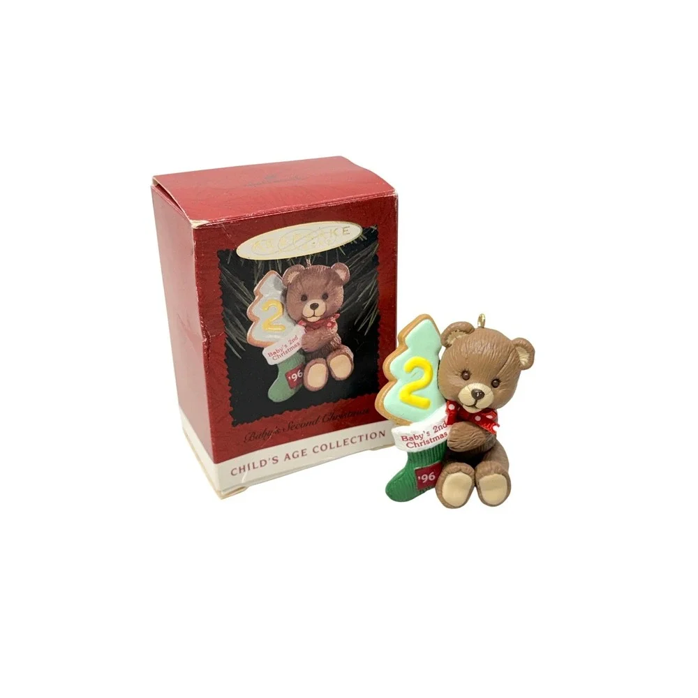 Hallmark Keepsake Ornament 1996 Babys 2nd Christmas Teddy Bear Collectable